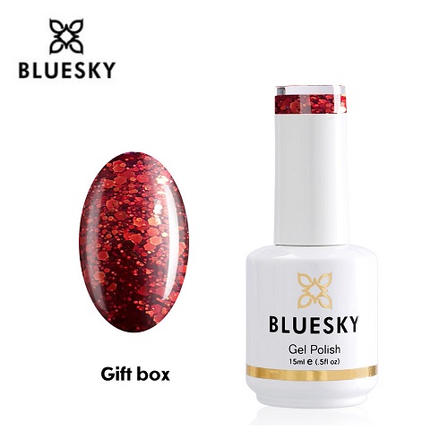 BLUESKY Esmalte Gel GIFTBOX - Glitter rojo