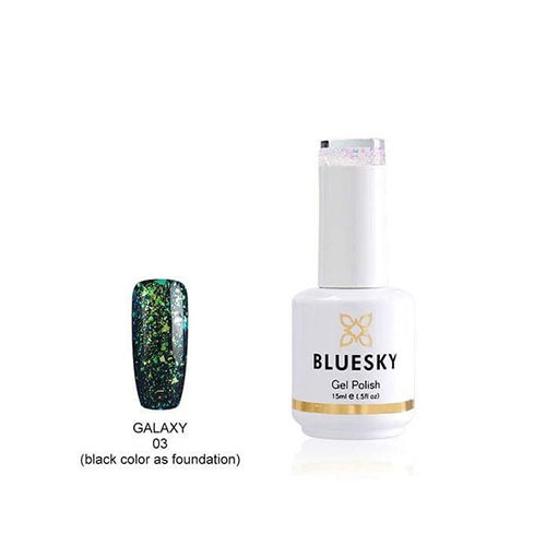 BLUESKY Esmalte Gel Galaxy 03  Esmalte Transparente con Papel metálico tornasol  Verde - Turquesa