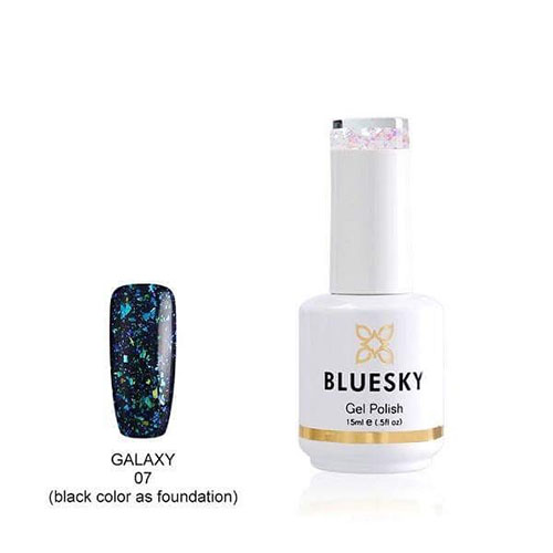 BLUESKY Esmalte Gel Galaxy 07  Esmalte Transparente con Papel metálico tornasol  Verde Turquesa - Celeste
