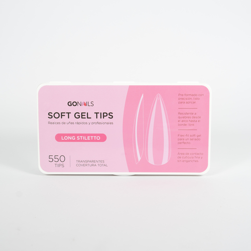 Go Nails Soft Gel tips - Long Stiletto (550 unidades) (Ex JP-211)