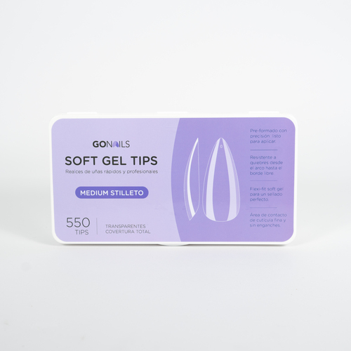 Go Nails Soft Gel tips - Medium Stiletto (550 unidades) (ex JP-207)