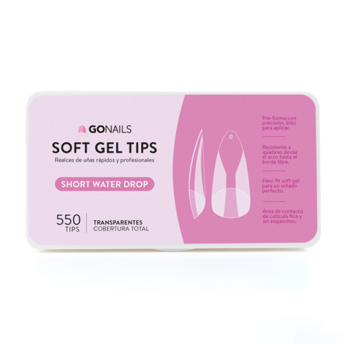 Go Nails Soft Gel tips - Short Water Drop(Pre-limados) (550 unidades)